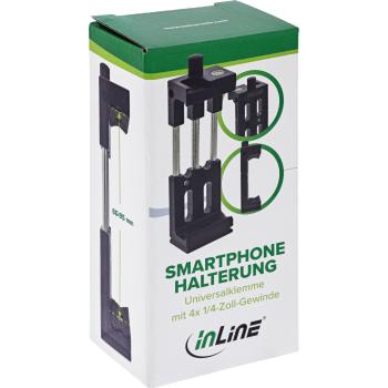 InLine® Universalklemme, Smartphone Halterung, 60-95mm, 1/4-Zoll-Gewinde