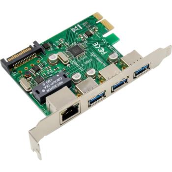 InLine® Combokarte Gigabit Netzwerk und USB 3.2 Gen.1, 1x RJ45, 3x USB-A