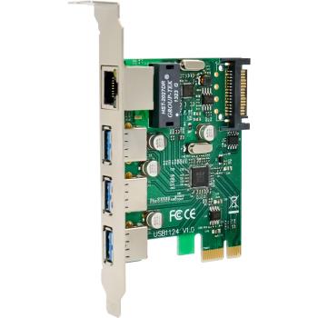 InLine® Combokarte Gigabit Netzwerk und USB 3.2 Gen.1, 1x RJ45, 3x USB-A