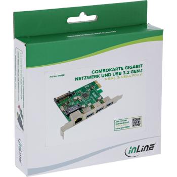 InLine® Combokarte Gigabit Netzwerk und USB 3.2 Gen.1, 1x RJ45, 3x USB-A