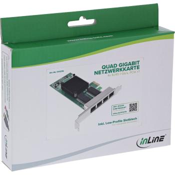 InLine® Quad Gigabit Netzwerkkarte, 4x RJ45 1 Gb/s, PCIe x1