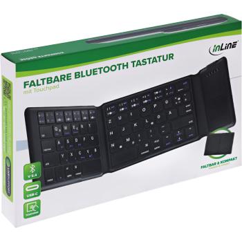 InLine® Faltbare Bluetooth Tastatur mit Touchpad, schwarz