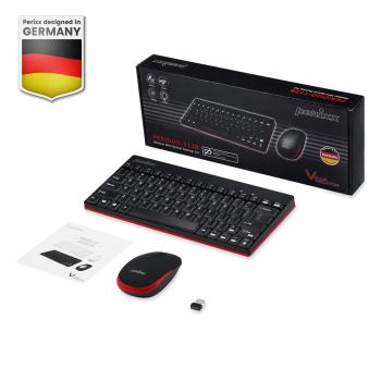 Preview: Perixx PERIDUO-712 DE W, Mini Tastatur und Maus Set, schnurlos, schwarz