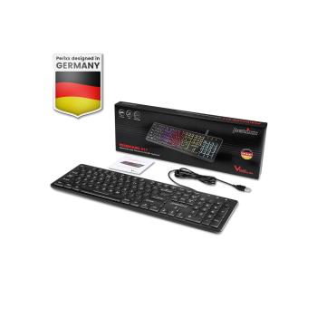 Preview: Perixx PERIBOARD-317RGB, US, beleuchtete Tastatur, kabelgebunden, schwarz