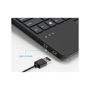 Preview: Perixx PERIBOARD-525 US Mini-USB-Tastatur mit Touchpad, USB-Hub, schwarz