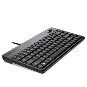 Preview: Perixx PERIBOARD-505H PLUS US, Mini USB-Tastatur, Trackball, Hub, schwarz