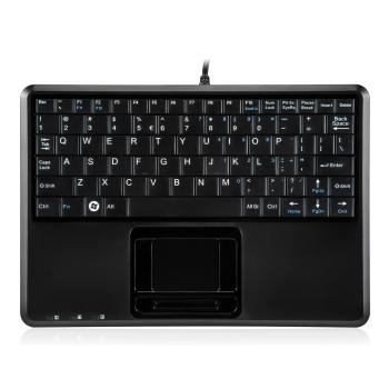 Perixx PERIBOARD-510 H PLUS US, Mini USB-Tastatur, Touchpad, Hub, schwarz