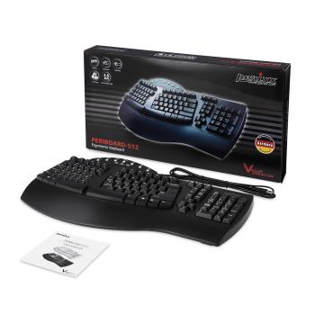 Preview: Perixx PERIBOARD-512 DE, Ergonomische USB-Tastatur, schwarz