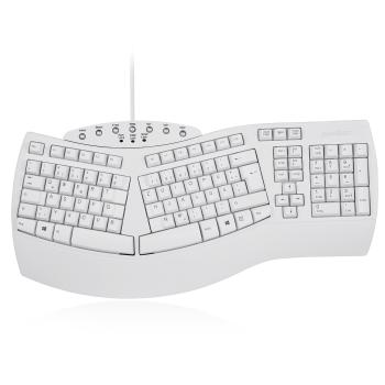 Perixx PERIBOARD-512 DE, Ergonomische USB-Tastatur, weiß