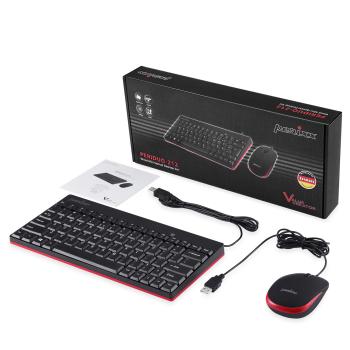Preview: Perixx PERIDUO-212 DE, Mini USB-Tastatur und Maus Set, schwarz