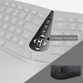 Preview: Perixx PERIDUO-605 DE, Tastatur- und Maus-Set, kabellos, ergonomisch, schwarz
