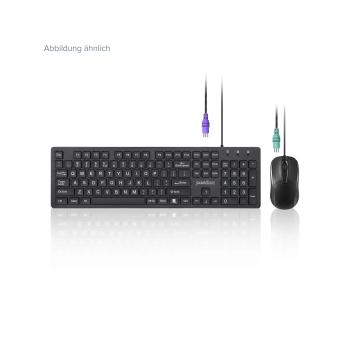 Perixx PERIDUO-117 P DE Tastatur-Maus-Set, PS/2, kabelgebunden, schwarz