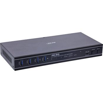 InLine® KVM Switch, 2-fach, HDMI & DP, Dual Monitor, 4K60Hz, USB Hub, schwarz
