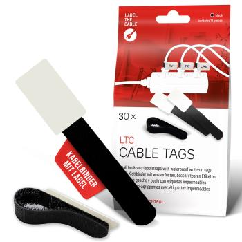 Label-The-Cable LTC CABLE TAGS, Klett Kabelfahnen beschriftbar 30er Set schwarz