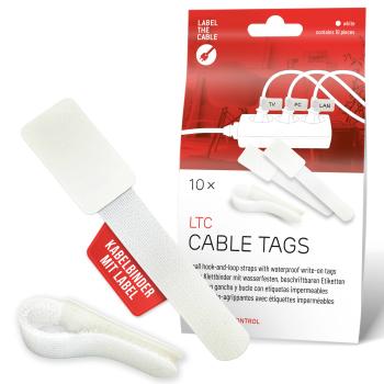 Label-The-Cable LTC CABLE TAGS, Klett Kabelfahnen beschriftbar 10er Set weiß