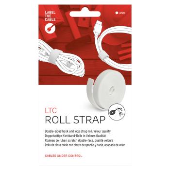 Preview: Label-The-Cable LTC PRO Roll Strap, doppelseitige Klettbandrolle, 25m, weiß