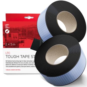 Label-The-Cable LTC Tough Tape Strap, Outdoor Klettbandrolle 50mm, schwarz, 5m