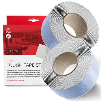 Label-The-Cable LTC Tough Tape Strap, Outdoor Klettbandrolle 50mm, weiß, 5m