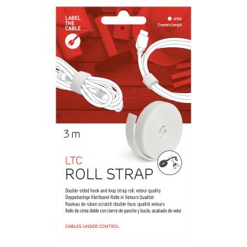 Preview: Label-The-Cable LTC Roll Strap, doppelseitige Klettbandrolle, 3m, weiß