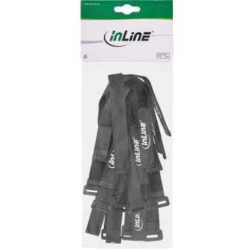 Preview: InLine® Klettschlaufen Set, 5 Stk. 20x300mm + 5 Stk. 25x500mm, schwarz