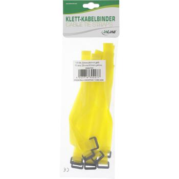 Preview: InLine® Klettschlaufen 20x300mm, 10er, gelb