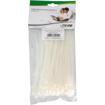 Preview: InLine® Kabelbinder mit Markierfeld, Länge 200mm, Breite 4,8mm, 100 St., natur