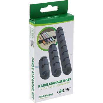 InLine® Kabelmanager-Set, 3-, 5-, 7-fach, selbstklebend, schwarz