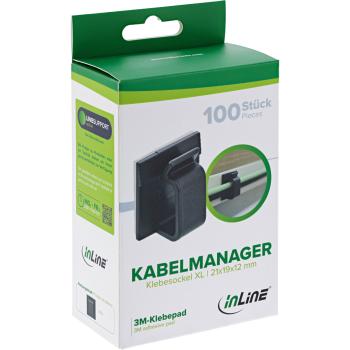 100er Pack InLine® Kabelmanager Klebesockel XL, Nylon, 3M-Klebepad, schwarz