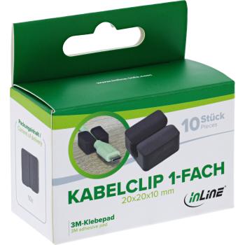 10er Pack InLine® Kabelclip, 1-fach, selbstklebend, schwarz
