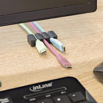 5er Pack InLine® Kabelclip, 3-fach, selbstklebend, schwarz