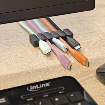 5er Pack InLine® Kabelclip, 5-fach, selbstklebend, schwarz