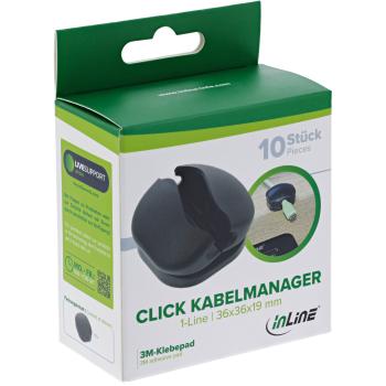 10er Pack InLine® Click Kabelmanager 1-Line, schwarz
