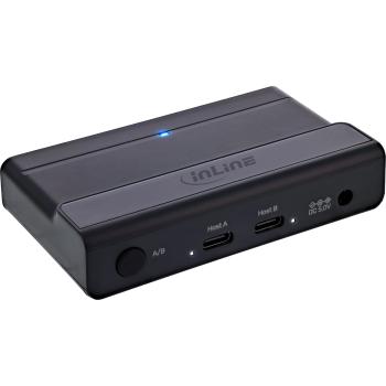 InLine® USB-C Switch, Umschalter für 2 PCs, 4-Port Hub, USB 3.2 Gen.1, schwarz