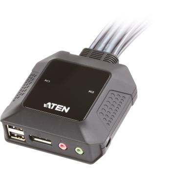 ATEN CS22DP Kabel KVM-Switch, 2-fach DisplayPort USB Audio mit Remote