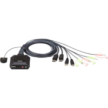 Preview: ATEN CS22DP Kabel KVM-Switch, 2-fach DisplayPort USB Audio mit Remote