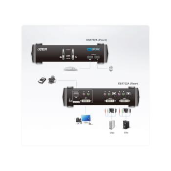 Preview: ATEN CS1762A CubiQ KVMP-Switch,2-fach, DVI, USB, Audio
