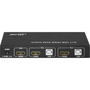 Preview: InLine® KVM Desktop Switch, 2-fach, HDMI 4K2K, USB 2.0 Hub, mit Audio