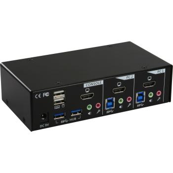 Preview: InLine® KVM Desktop Switch, 2-fach, HDMI, USB 3.0 Hub, mit Audio