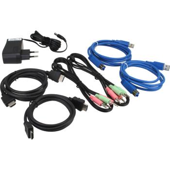 Preview: InLine® KVM Desktop Switch, 2-fach, HDMI, USB 3.0 Hub, mit Audio
