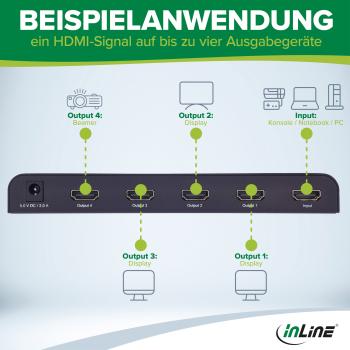 InLine® HDMI Splitter/Verteiler, 4-fach, 4K2K@60Hz kompatibel