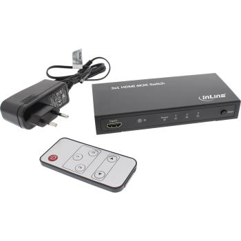 Preview: InLine® HDMI Switch / Umschalter, 3 Eingänge auf 1 Ausgang, 4K2K, 3D, HD Audio