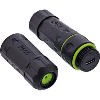 InLine® USB-C-Kabelkupplung, IP68, 2x USB-C Buchse, geschirmt, M20