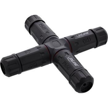 InLine® Netzkabelkupplung, IP68, 3-polig, 4-Wege, M20, schwarz