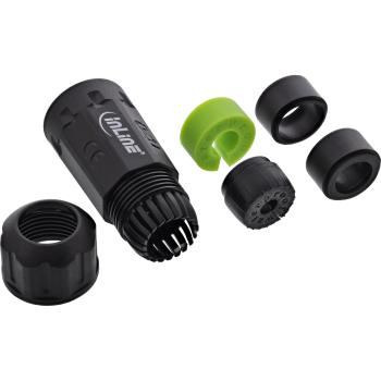 Preview: InLine® Netzkabelkupplung, IP68, 3-polig, 4-Wege, M20, schwarz