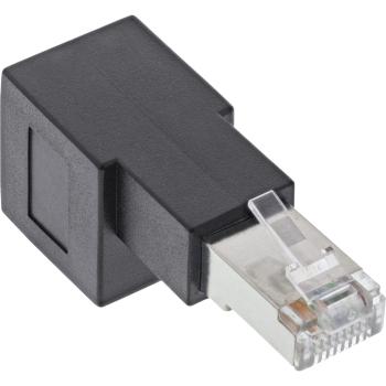 Preview: InLine® Patchkabel-Adapter Cat.6A, RJ45 Stecker/Buchse, 90° nach unten gewinkelt