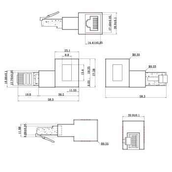 Preview: InLine® Patchkabel-Adapter Cat.6A, RJ45 Stecker/Buchse, 90° rechts gewinkelt