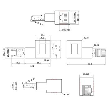 Preview: InLine® Patchkabel-Adapter Cat.6A, RJ45 Stecker/Buchse, 90° nach links gewinkelt