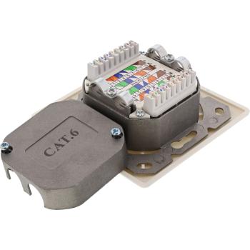 Preview: InLine® Cat.6 Anschlussdose, AP/UP 2x RJ45 Buchse, RAL9010, weiß, waagerecht