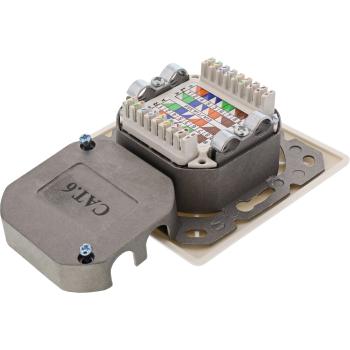 Preview: InLine® Cat.6 Anschlussdose, AP/UP 2x RJ45 Buchse, RAL9010, weiß, senkrecht