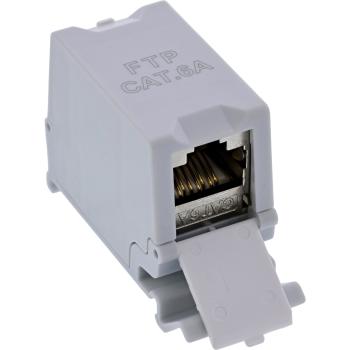 Preview: InLine® Cat.6A RJ45 Doppelkupplung für Hutschiene